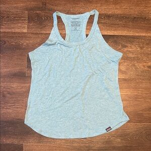 Patagonia Women's Capilene Cool Trail Heather Light Blue Racerback Tank Top